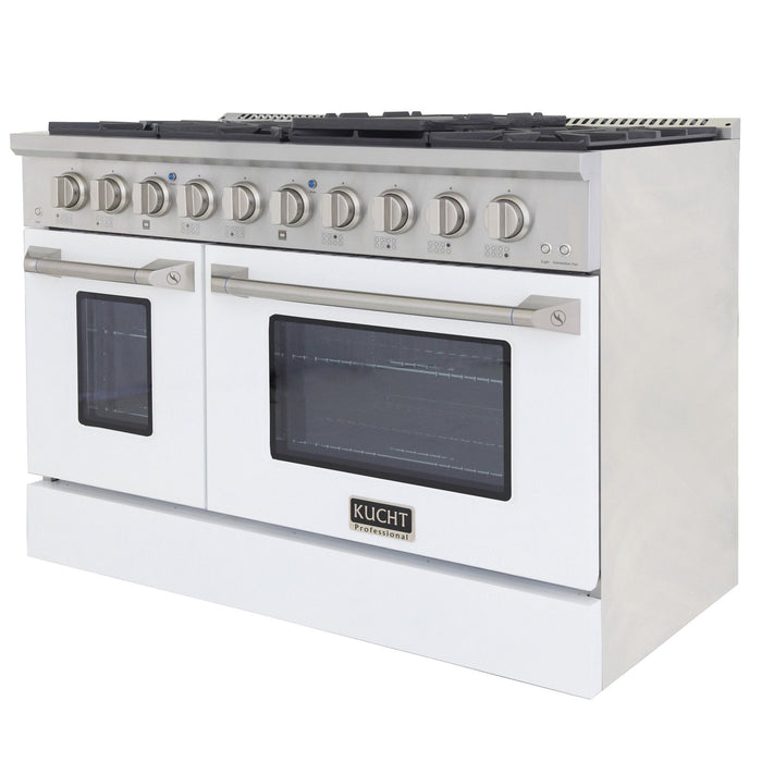 Kucht 48" Propane Range in Stainless Steel, White Doors, KNG481/LP-W