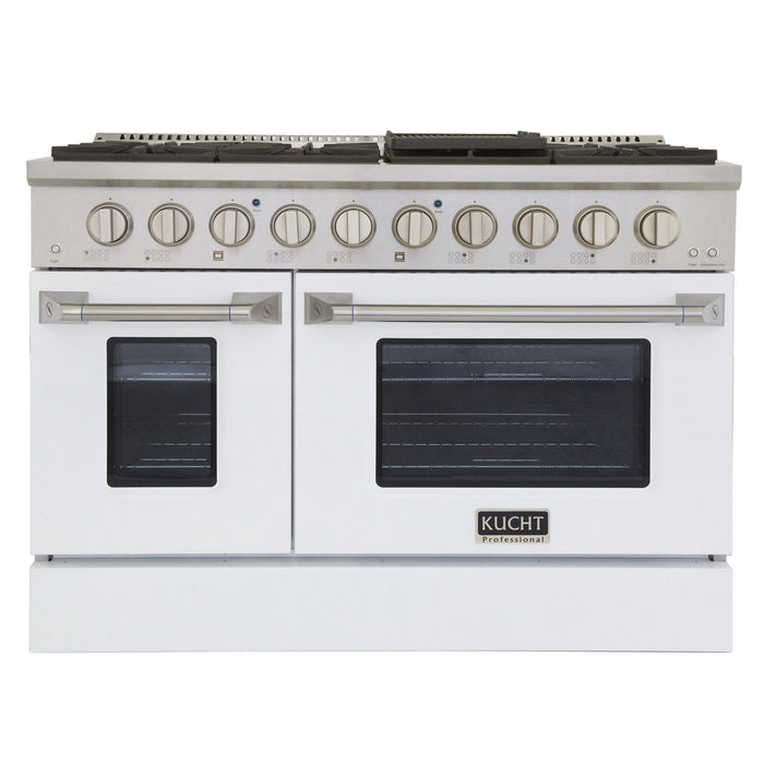 Kucht 48" Propane Range in Stainless Steel, White Doors, KNG481/LP-W