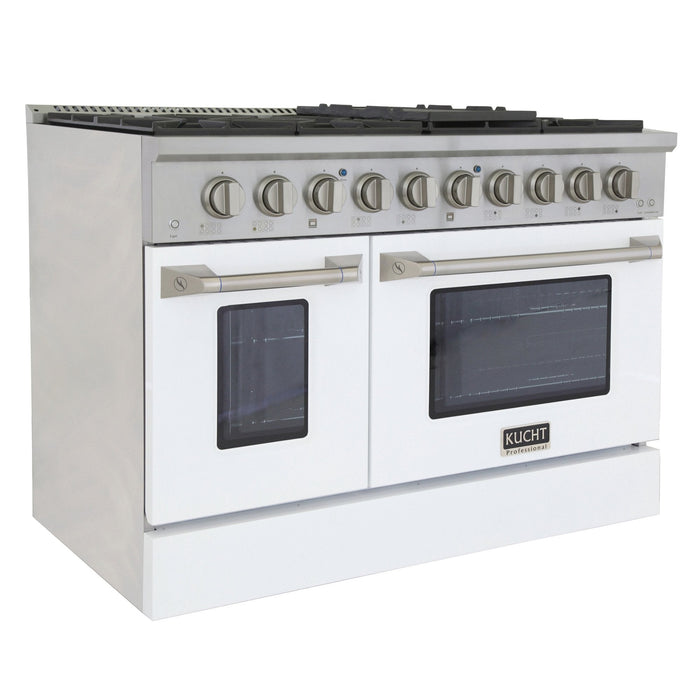 Kucht 48" Propane Range in Stainless Steel, White Doors, KNG481/LP-W