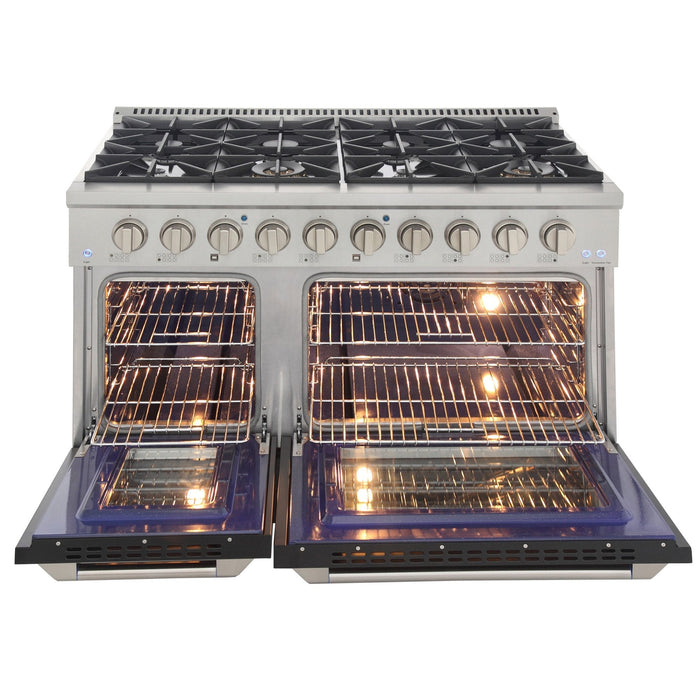 Kucht 48" Propane Range, Stainless Steel, Black Doors, KNG481/LP-K