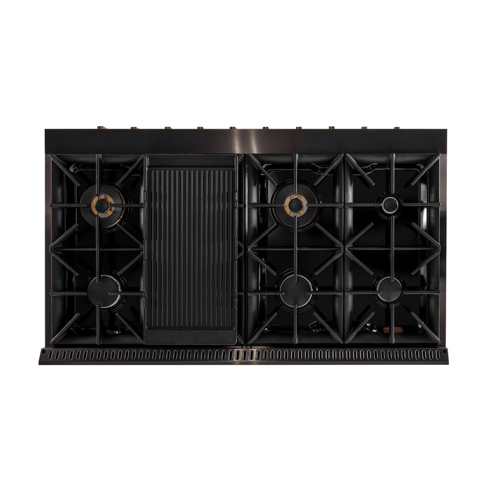 KUCHT Gemstone Professional 48 in. 6.7 cu. ft. Natural Gas Range with Sealed Burners, Griddle/Grill and Two Ovens - One Convection - in Titanium Stainless Steel KEG483