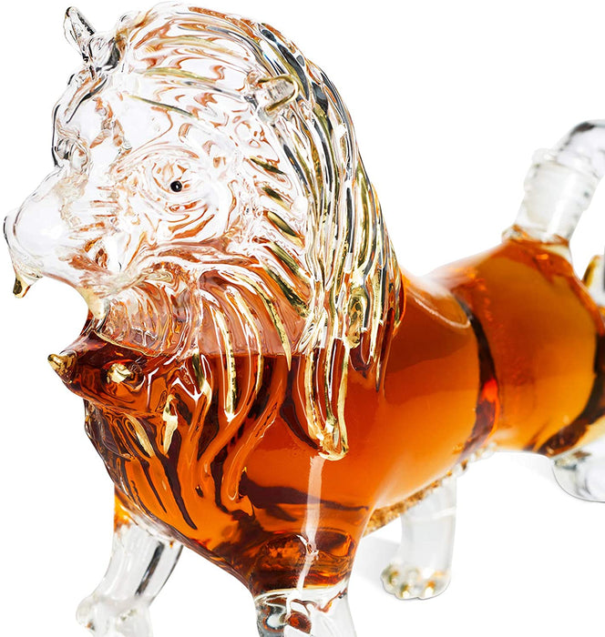 Lion Animal Whiskey and Wine Decanter The Wine Savant - Beautiful Profile of A Lion 500ml - Whiskey, Wine Scotch or Liquor Decanter