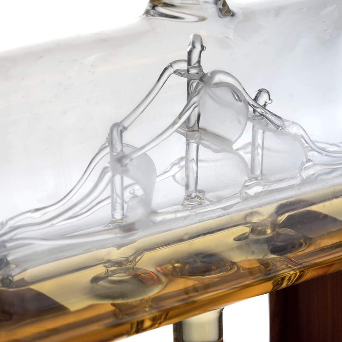 Whiskey Decanter Set, Liquor Dispenser for Home Bar, Crystal Glass - 1250ml Ship & 2 Whiskey Glasses Beautiful Stand Fathers Day, Gift for Dad, Husband or Boyfriend - The Wine Savant 100% Lead-Free