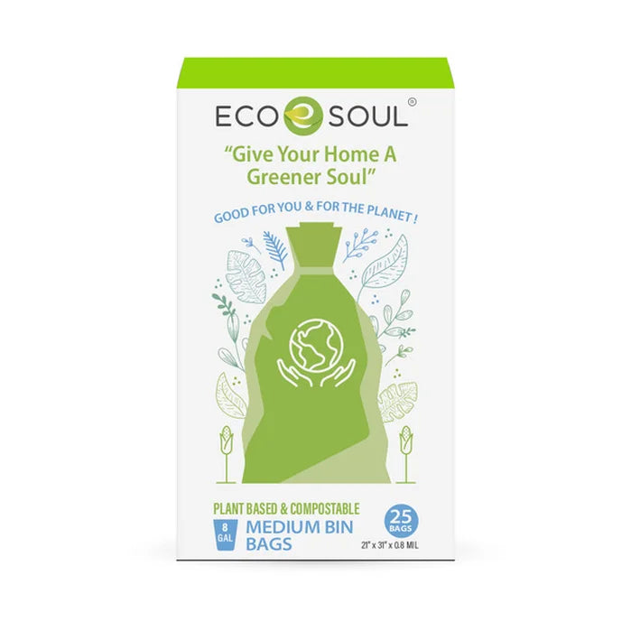 Ecosoul Home Compostable Trash Bags, 8 Gallon, 200-Count (Pack of 25)