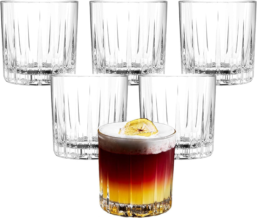 Premium Double Rocks Whiskey Glasses - Set of 6 Cocktail Glasses - 12oz