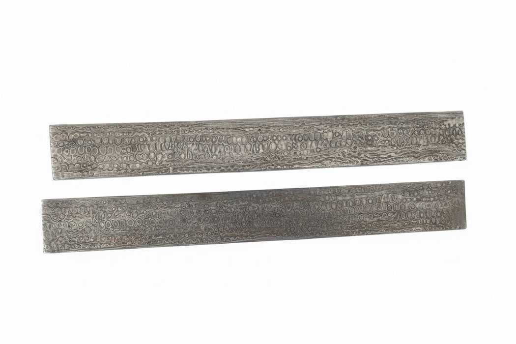12 Inch Damascus Steel Billet Bar Pair 2 Inch Wide Pattern Welded Bladesmith Stock for Knife Making