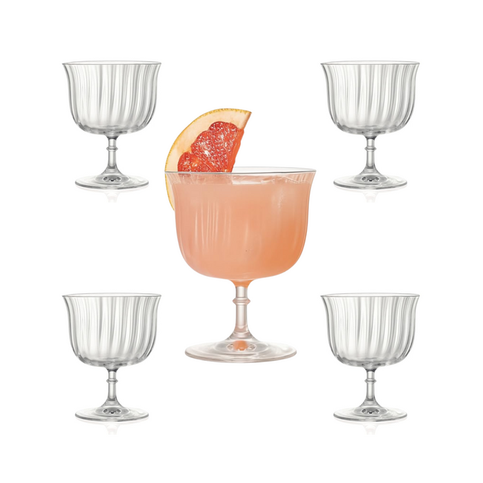 Rims Orient-Coupe Dessert/Paloma Ribbed Martini & Wine Glasses - (Lotus) - 9.25oz