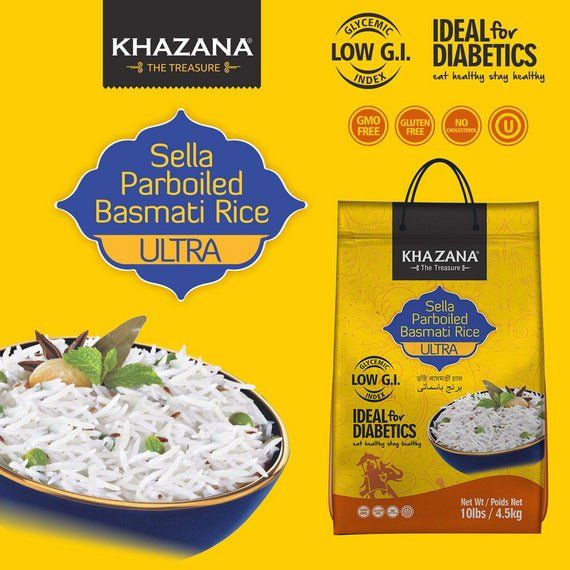 Low G.I. Parboiled Basmati Rice | 10 lbs | Khazana