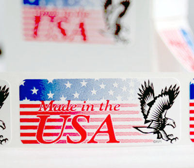Made in the USA Stickers - 1" x 2-1/4" - 500/Box