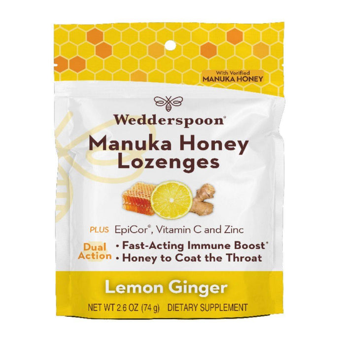 Wedderspoon Loz Manuka Honey Lemon Ginger Immunity Support 2.6 Oz Pack of 6