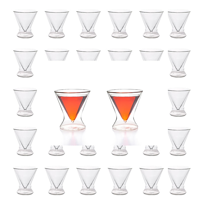 Double-Walled Stemless Martini Glasses - 8oz