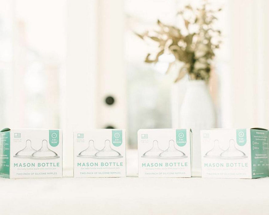 Mason Bottle Silicone Nipples for Regular Mouth Mason Jars Two-Pack