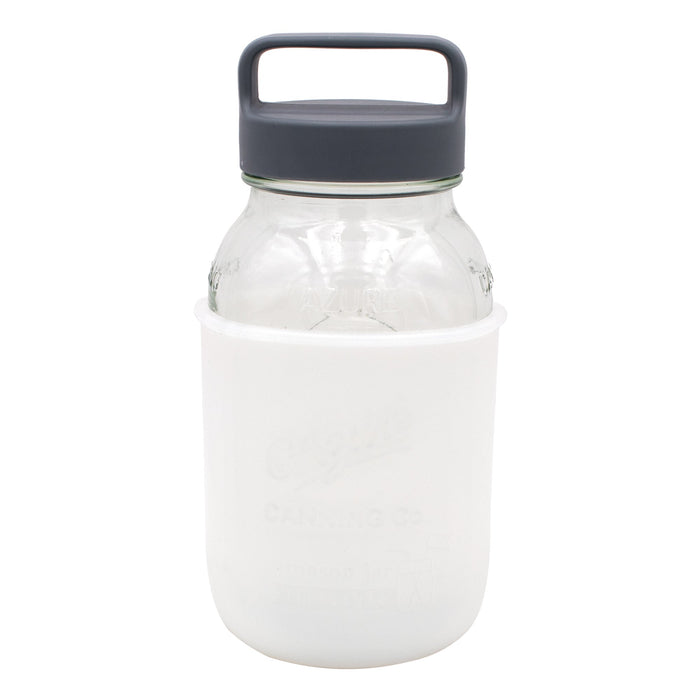 Mason Jar Lifestyle 32oz Quart Glass Water Bottle with Silicone Sleeve & Carry Handle