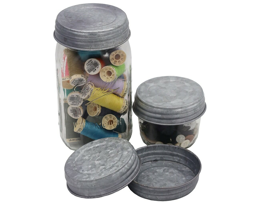 Galvanized Vintage Reproduction Mason Jar Lids 4 Pack