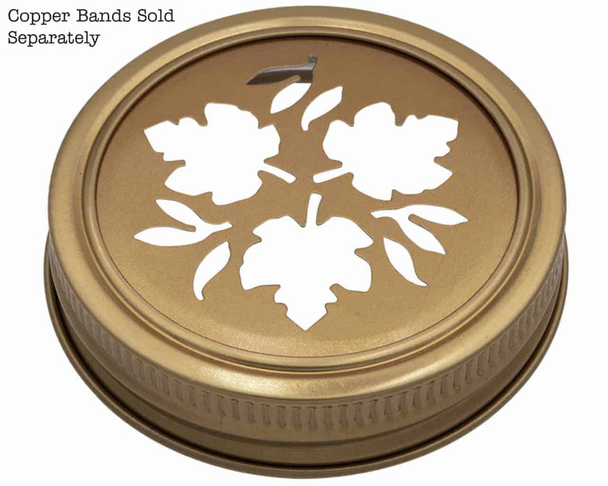 Leaf Pattern Gold or Copper Lid Inserts for RM Mason Jars 10 Pack