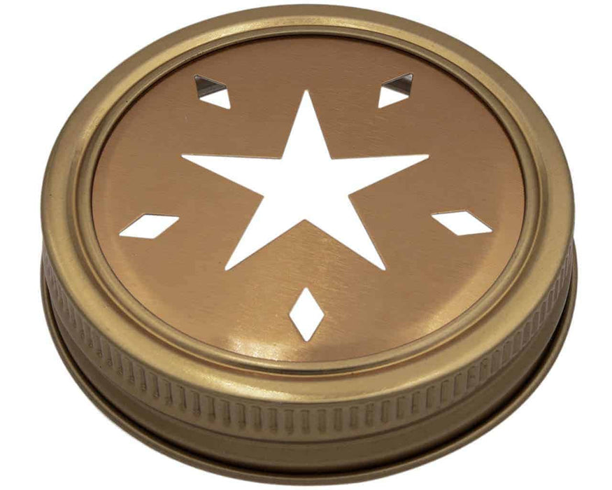 Star Pattern Gold or Copper Lid Inserts for Mason Jars 10 Pack