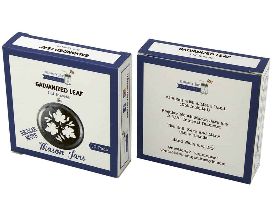 Leaf Pattern Galvanized Metal Lid Insert for RM Mason Jars 10 Pack
