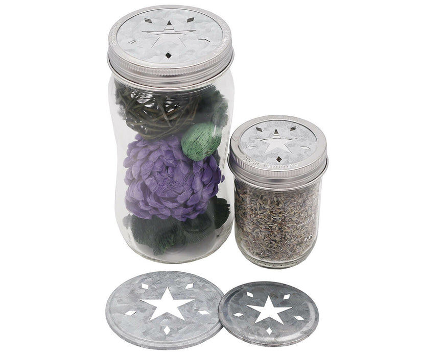 Star Cutout Galvanized Metal Lid Inserts for Mason Jars 10 Pack