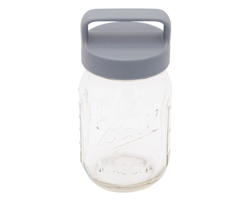 Gray Plastic Handle/Canister Lids for Regular Mouth Mason Jars 4 Pack