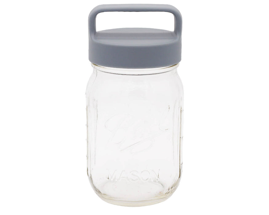 Gray Plastic Handle/Canister Lids for Regular Mouth Mason Jars 4 Pack