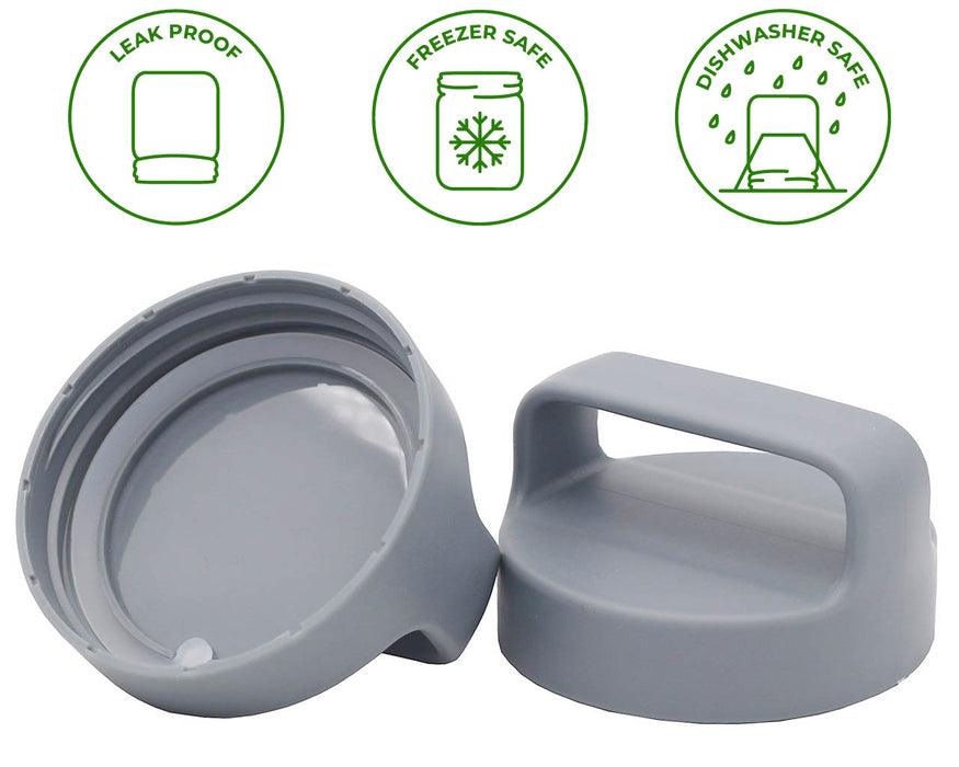 Gray Plastic Handle/Canister Lids for Regular Mouth Mason Jars 4 Pack