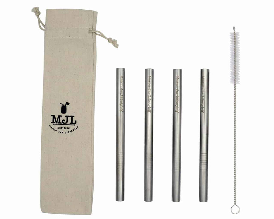 Medium Stainless Steel Boba Straws for Pint Mason Jars