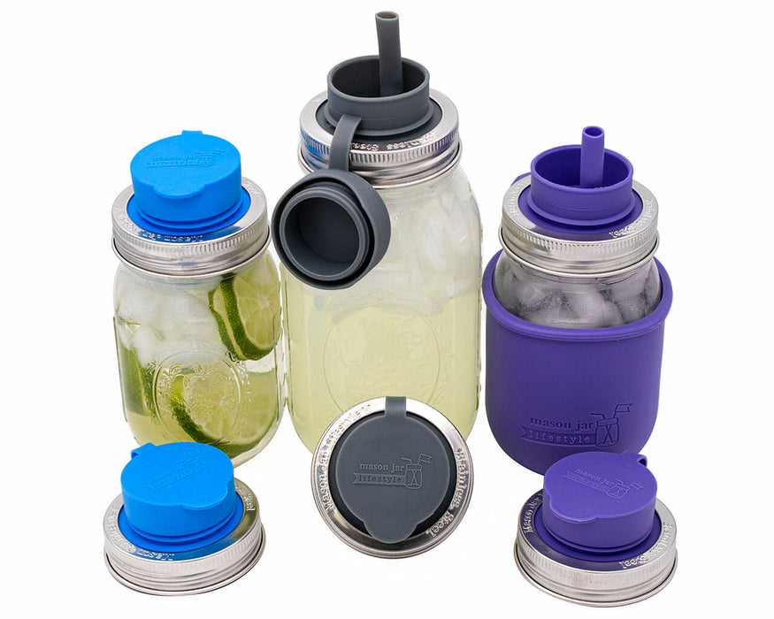 Pop-Up Sippy Straw Leak Resistant Lids for Regular Mouth Mason Jars