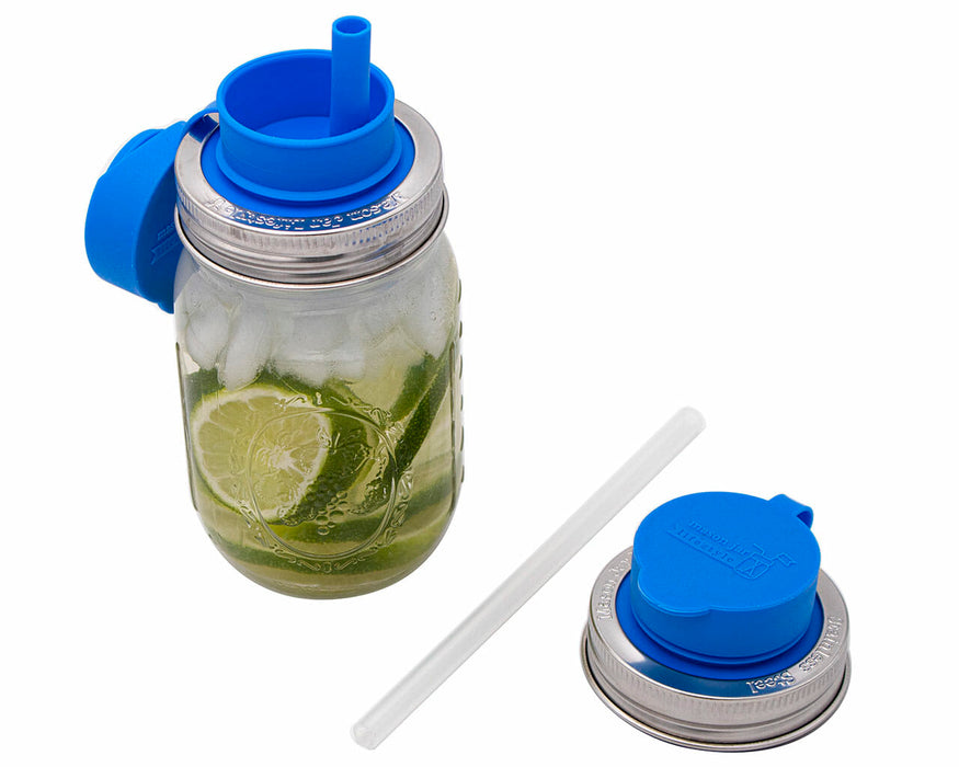 Pop-Up Sippy Straw Leak Resistant Lids for Regular Mouth Mason Jars