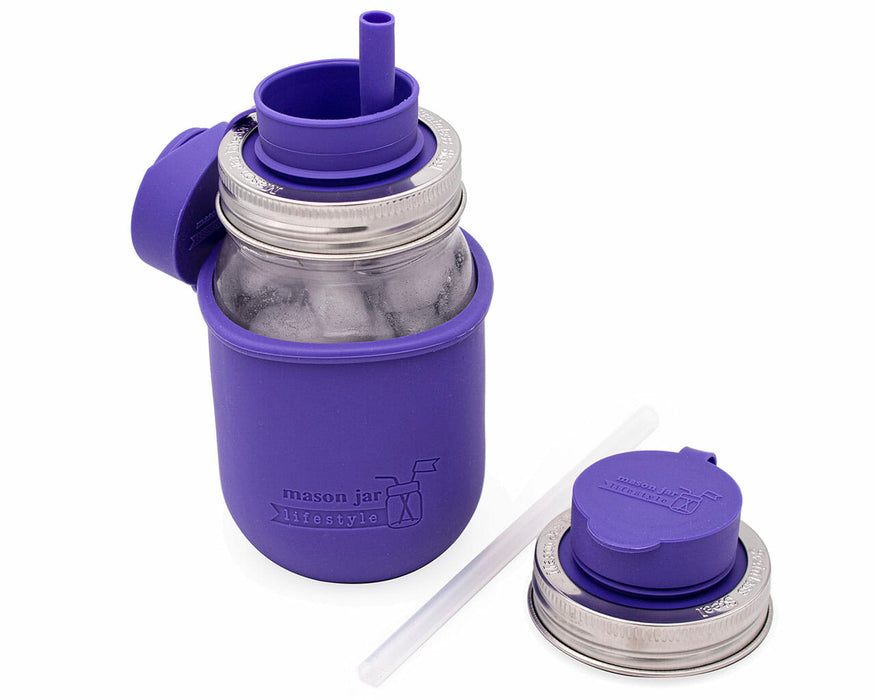 Pop-Up Sippy Straw Leak Resistant Lids for Regular Mouth Mason Jars