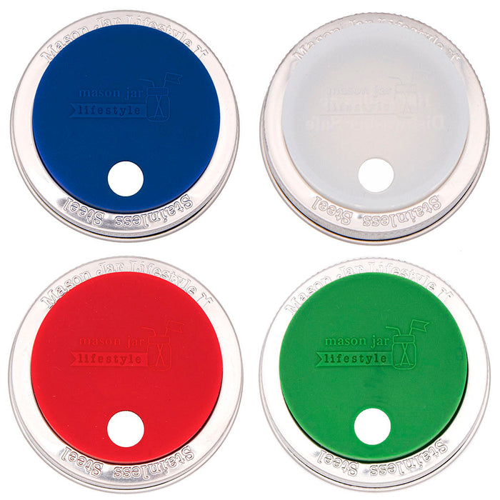 Silicone Straw Hole Tumbler with Stainless Steel Band for Mason Jars