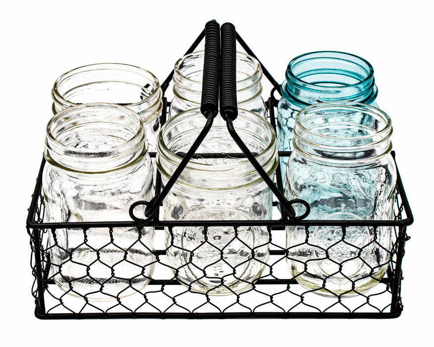 Chicken Wire Caddy for 6 Pint Mason Jars