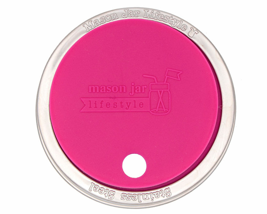 Silicone Straw Hole Tumbler with Stainless Steel Band for Mason Jars