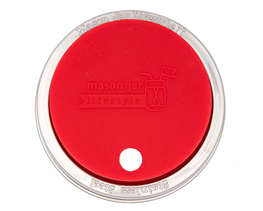 Silicone Straw Hole Tumbler with Stainless Steel Band for Mason Jars