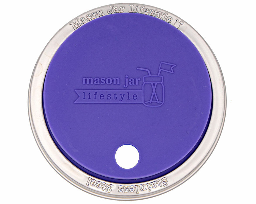 Silicone Straw Hole Tumbler with Stainless Steel Band for Mason Jars