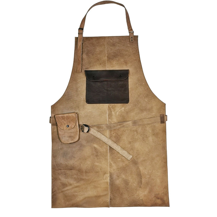 ELW Full Grain Leather Apron-Chest Pouch with Side Pocket, BBQ Apron, Kitchen, Cooking, Bartending, One Size for Men & Women