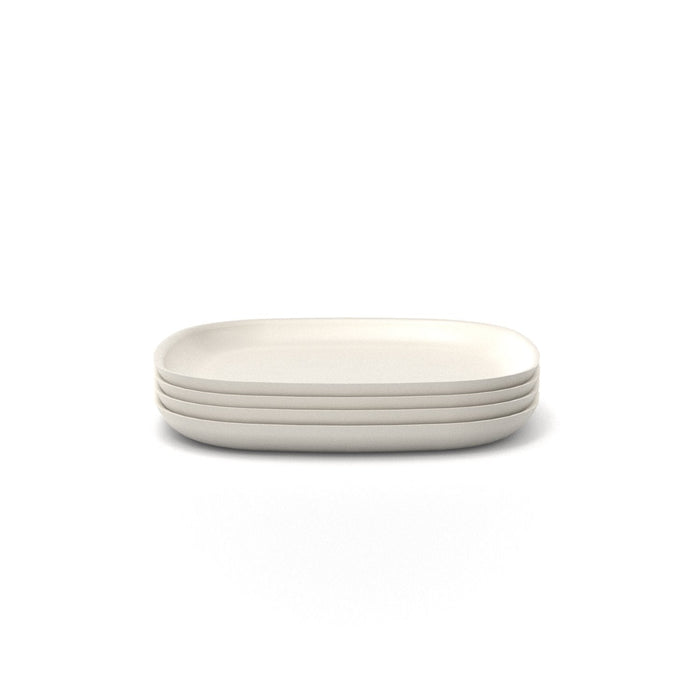 Bamboo Medium Plate - 4 Piece Set - Off White