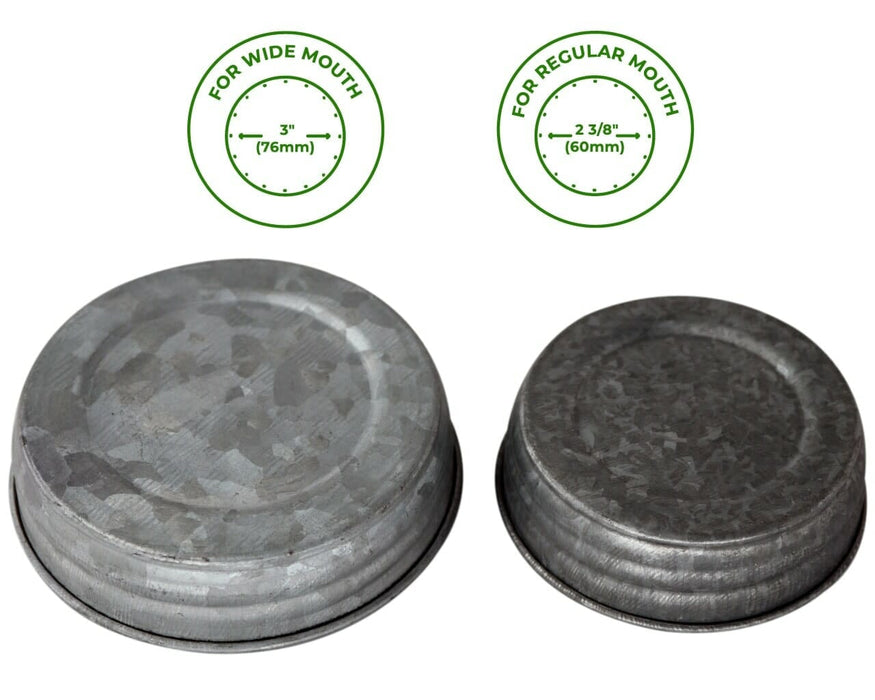 Galvanized Vintage Reproduction Mason Jar Lids 4 Pack