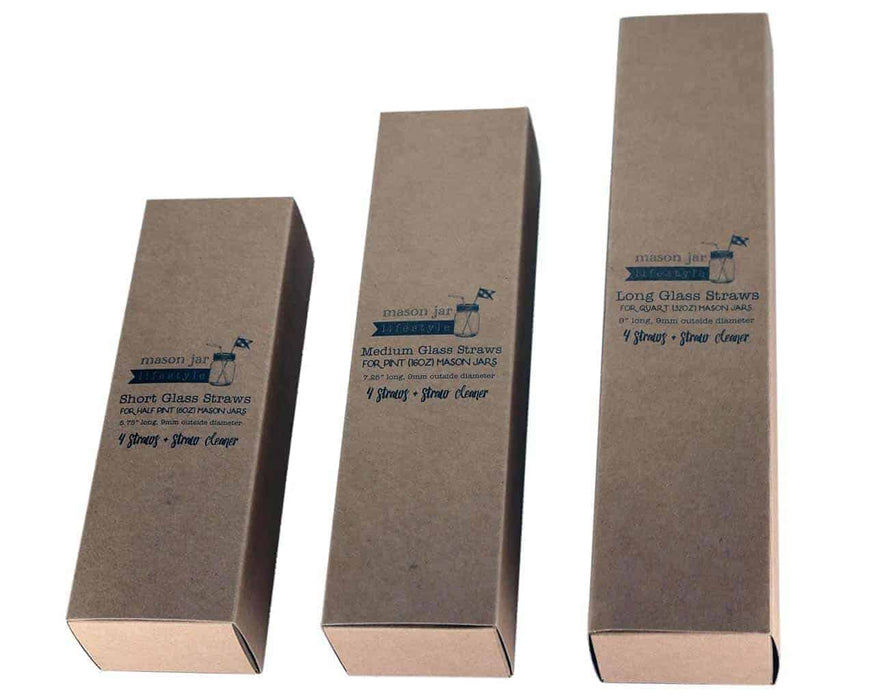 Medium Glass Straws for Pint Mason Jars 4 Pack + Cleaner