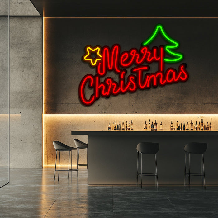Merry Christmas Metal Neon Wall Art- LN0227