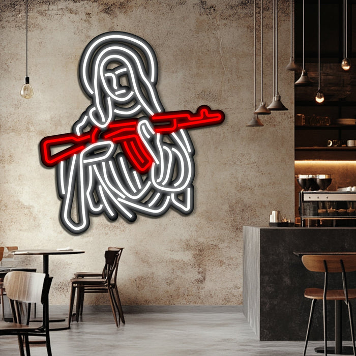 Saint and Gun Metal Neon Wall Art- LN0122