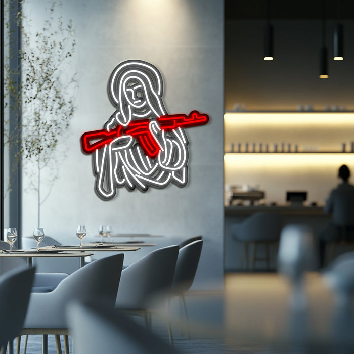 Saint and Gun Metal Neon Wall Art- LN0122