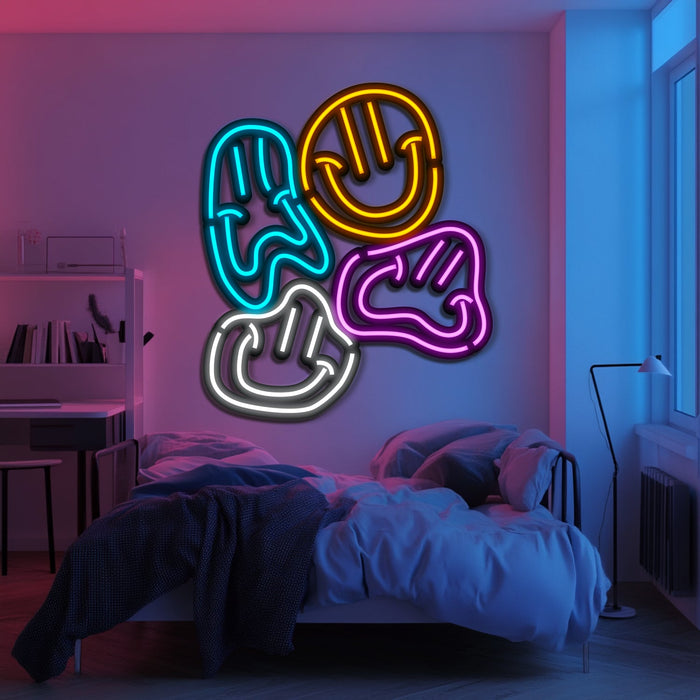 Colorful Smiles Metal Neon Wall Art- LN0185