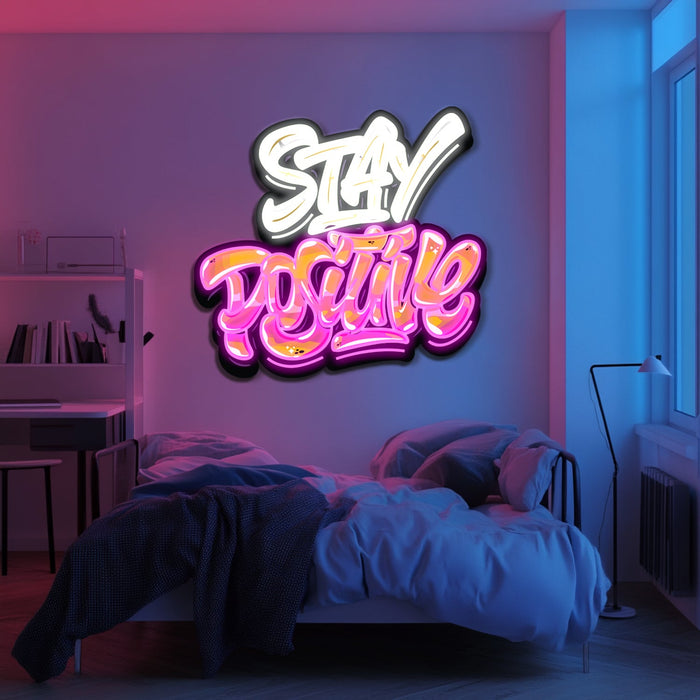 UV Printed Stay Positive Neon Wall Art- LV0095