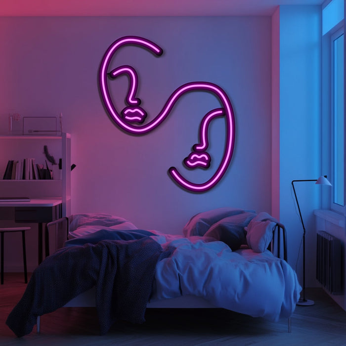 Two Faces Metal Neon Wall Art- LN0200