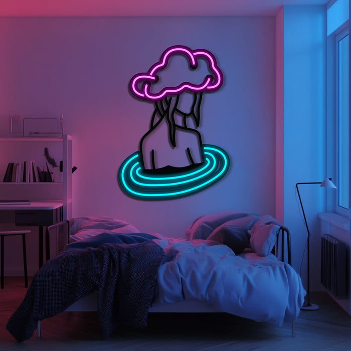 Cloudy Mind Metal Neon Wall Art- LN0106