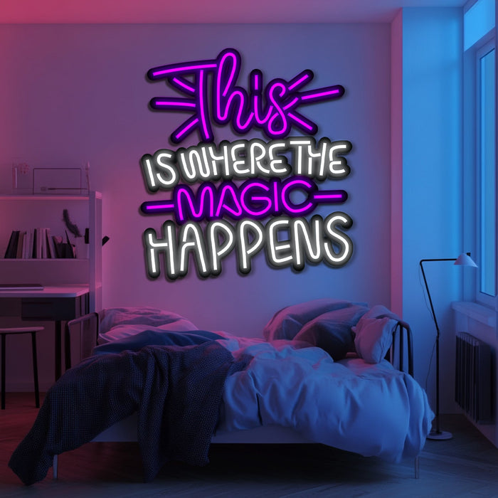 Magic Happens Metal Neon Wall Art- LN0148