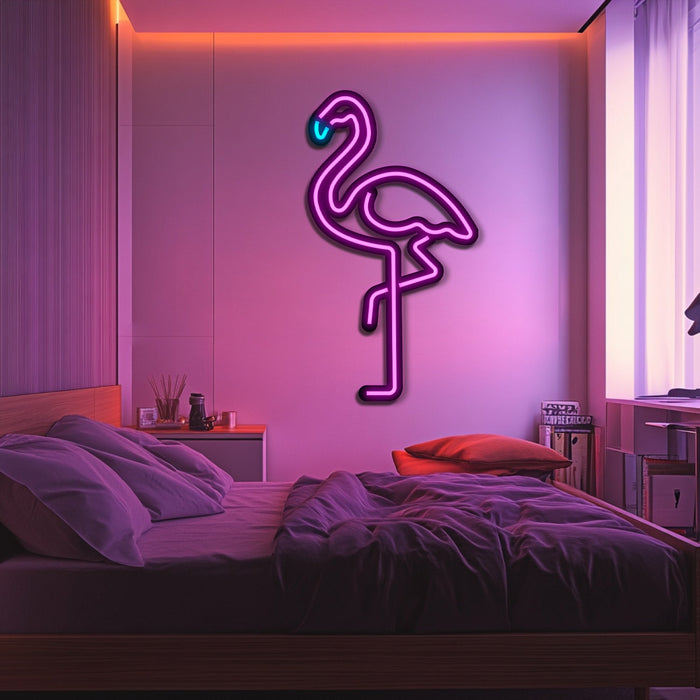 Flamingo Metal Neon Wall Art- LN0108