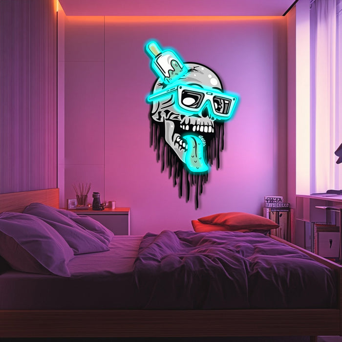 UV Printed Skull Neon Wall Art- LV0102