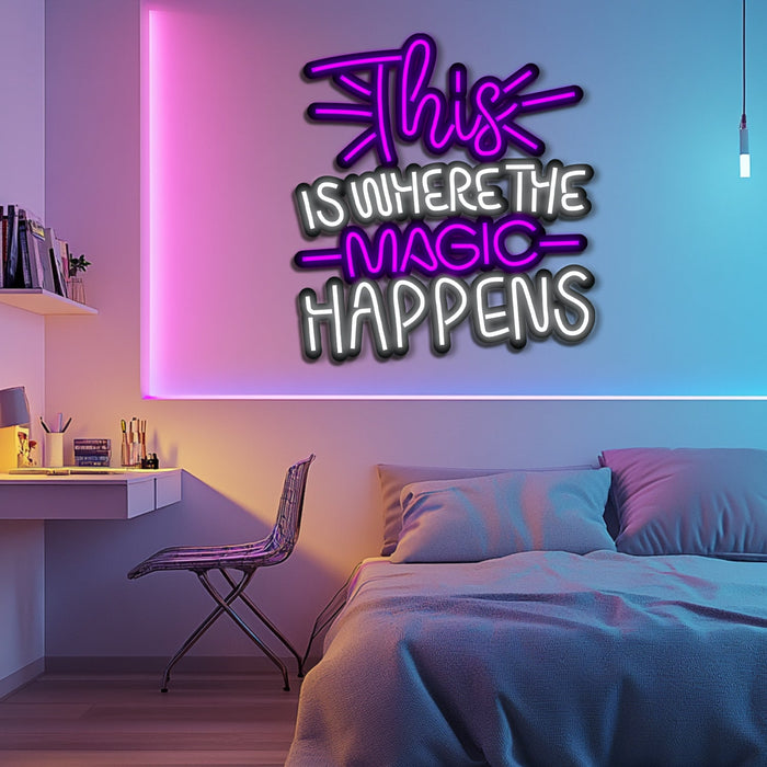 Magic Happens Metal Neon Wall Art- LN0148