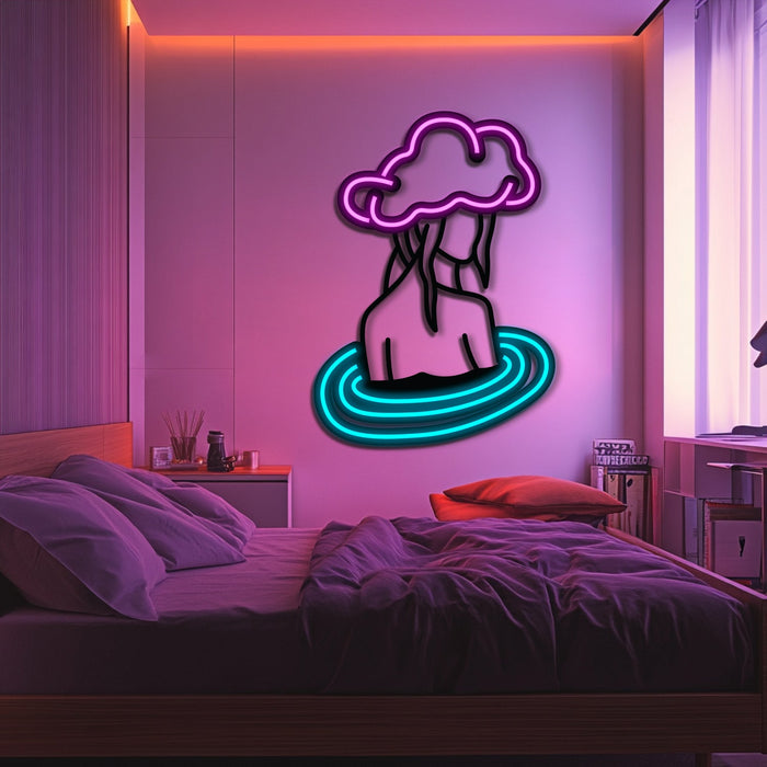 Cloudy Mind Metal Neon Wall Art- LN0106